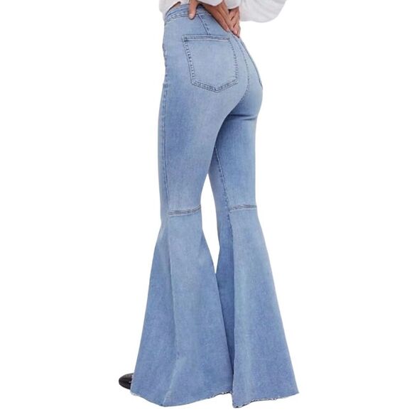 Free People "Just Float On" Flare Bell Bottom Jeans Bermondsey Blue Size 27 - Picture 15 of 15
